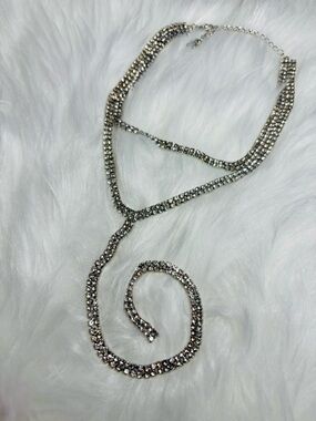 Nina Silver Rhinestone Layered Lariat Necklace
